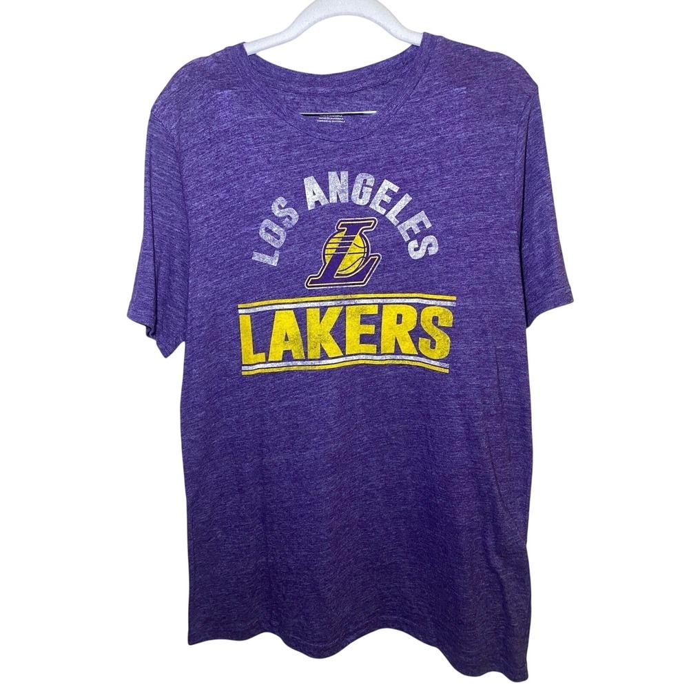 NBA Los Angeles Lakers Graphic Tee Distressed Boys Size XL Purple Distressed